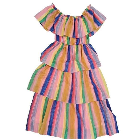 English Factory Pink Yellow Ruffled Tiered Maxi Dress - Picture 3 of 11